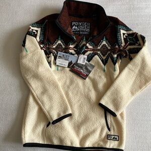 women’s fuzzy half zip sweater aztec size small